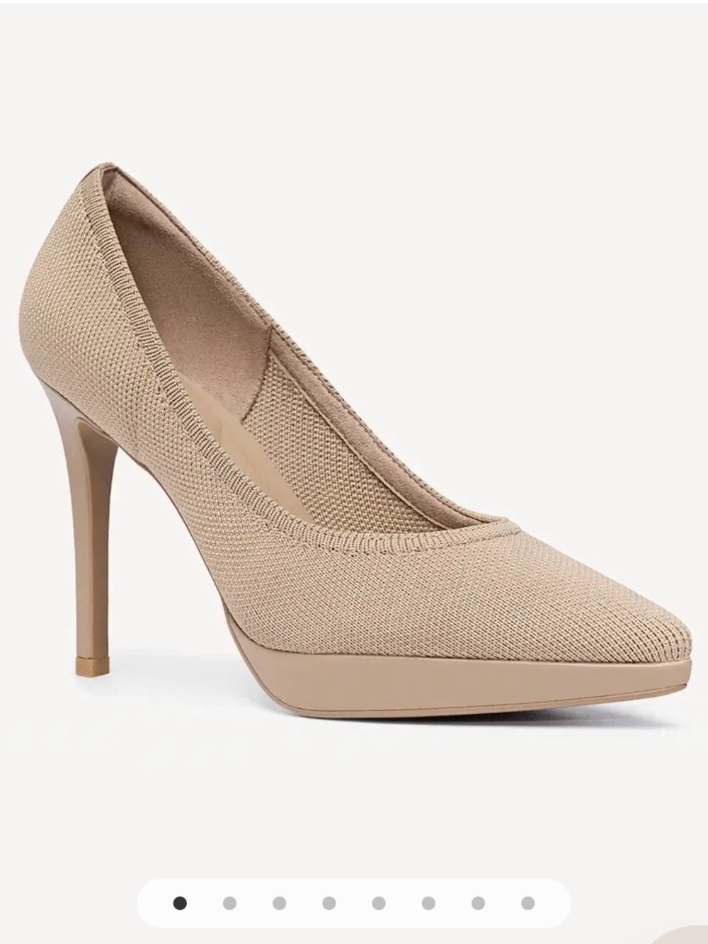 Beige Pointed-Toe Platform High Heel Pump